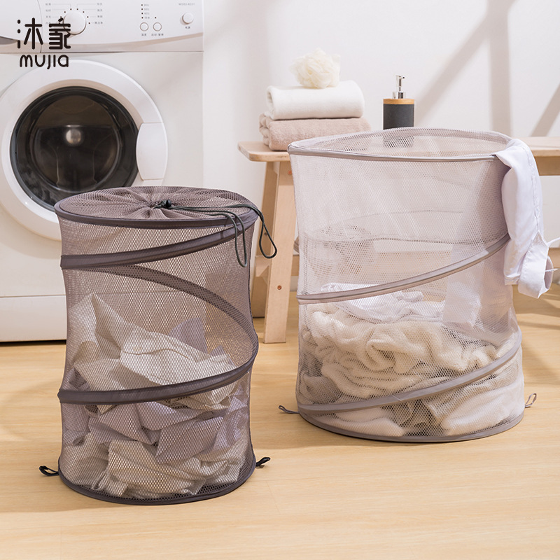 Large Cylindrical Folding Dirty Clothes Basket Household Bucket Dirty Clothes Storage Basket Household Goods Wholesale