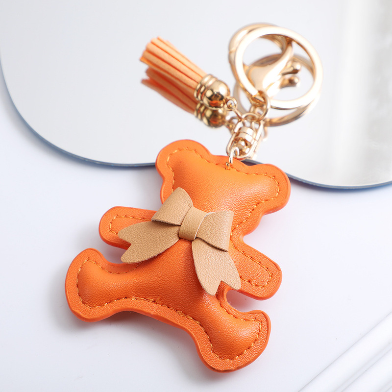 High-end Leather Creative Bow Bear Phone Case Pendant Bag Pendant Cartoon Bear Wristband Hanging Ornaments