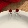 Asymmetrical festive red universal advanced cartoon earrings, for luck, high-quality style