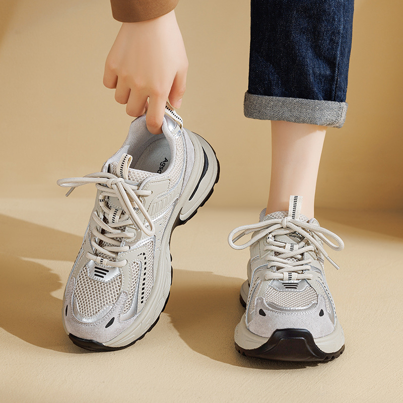 Zapatos Augusden de suela gruesa para mujer, estilo retro, deportivos, de malla, para correr, tendencia 2025, invierno.