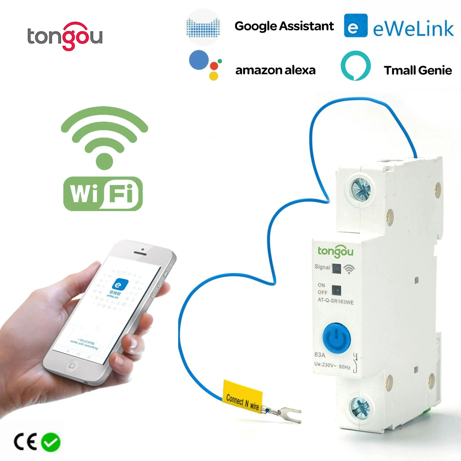 Easy Weilian WiFi Smart Switch Автоматический выключатель мобильный телефон беспроводной пульт дистанционного управления переключатель умный дом 63A трансграничный
