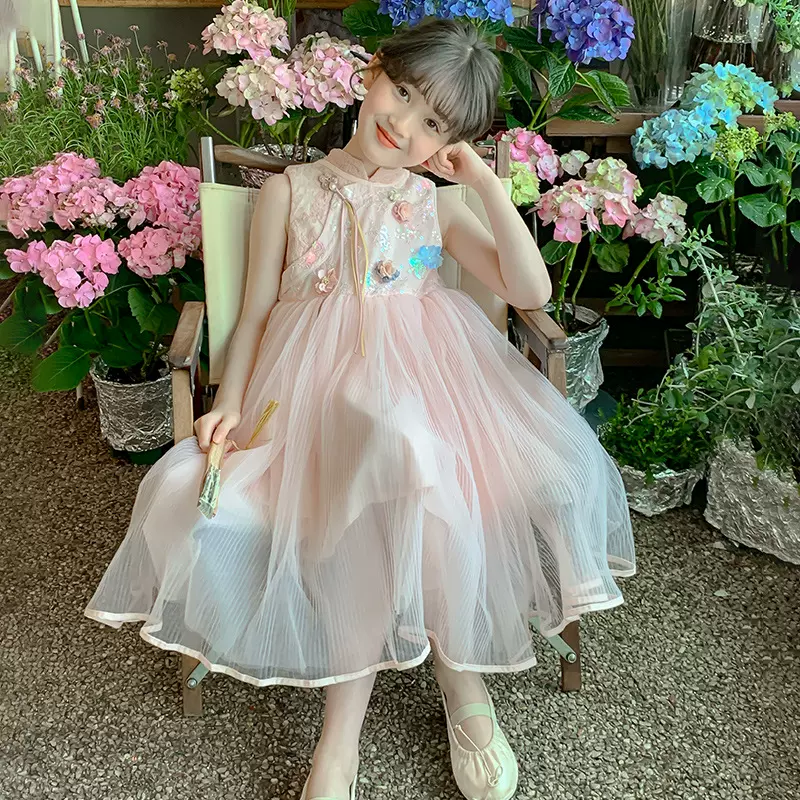 女童连衣裙夏季新款中大童超洋气中国风旗袍裙子小女孩汉服裙