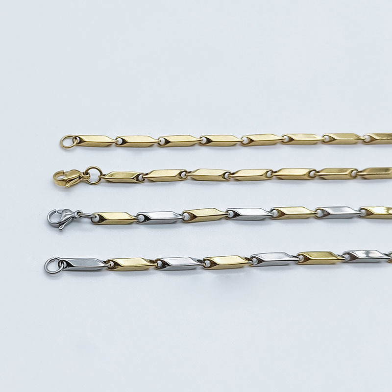 Collana con catena a forma di semi di melone non ricamata, semplice catena abbinata alla moda per uomo e donna, titanio leggero_voghion.com