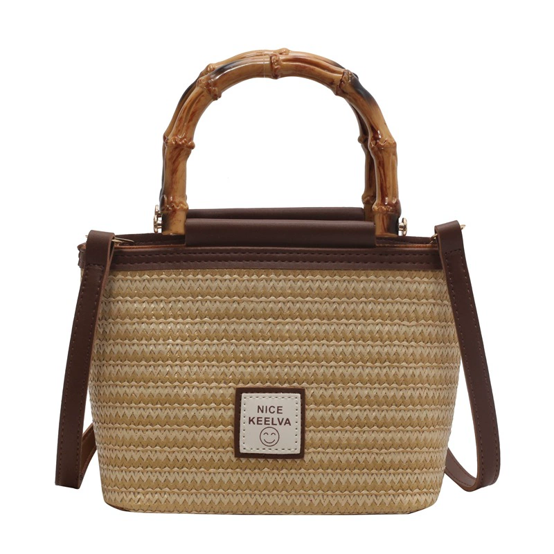 Straw shoulder bag, summer woven bamboo one-shoulder bag, 2023, internet celebrity