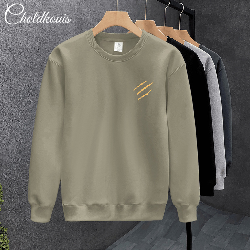 Heavy American Sports Sweatshirt Men's Round Neck Winter Season New Men's Spring and Autumn Men's Loose Jacket Korean Style