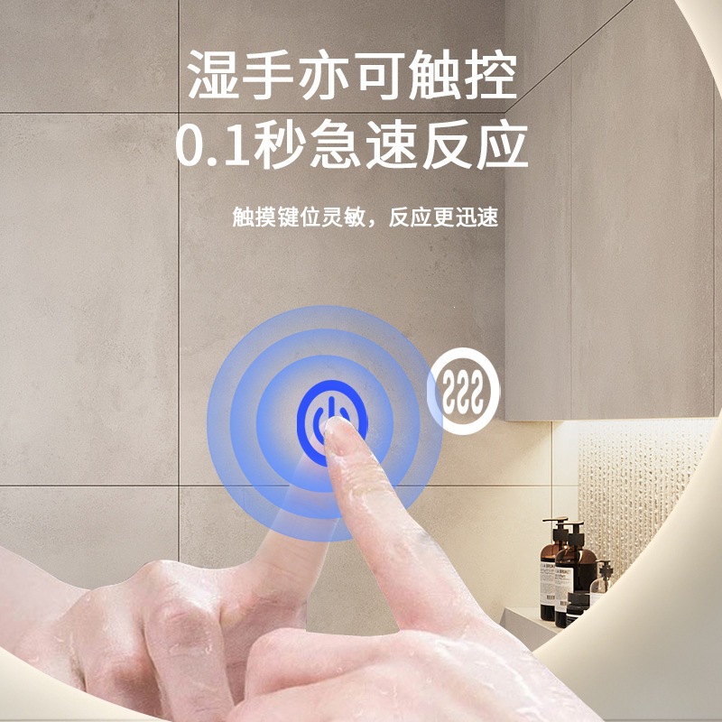 Baño inteligente redondo retroiluminado espejo led inodoro espejo anti-nebble lavabo espejo de maquillaje pared colgante