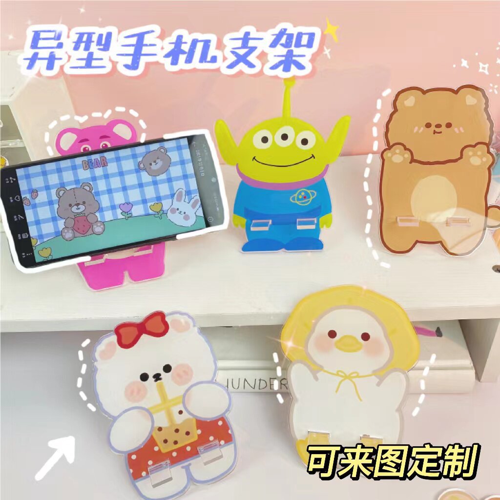 Acrylic 2D anime star-themed phone stand, highly transparent desktop ornament, DIY custom design based on provided images, factory direct