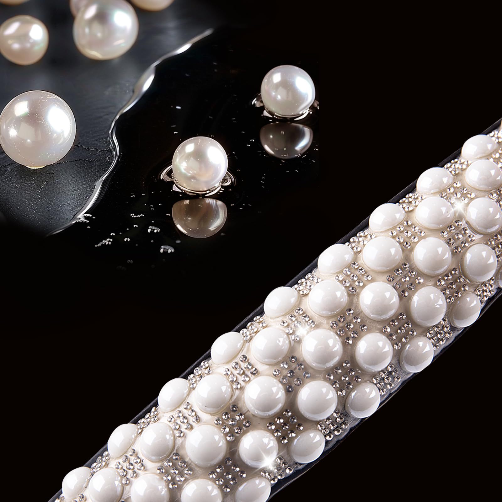 Direct factory wholesale cross-border pearl and diamond-studded car steering wheel cover, summer ice-bead anti-slip car interior handle cover