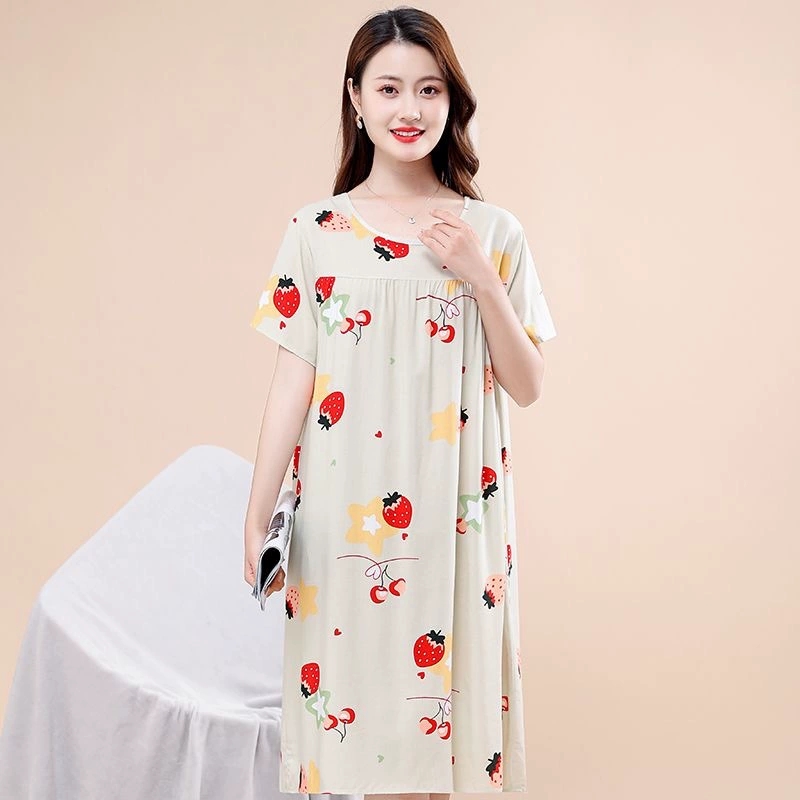 Autumn pijama, summer thin skirt, with short sleeve, plus size