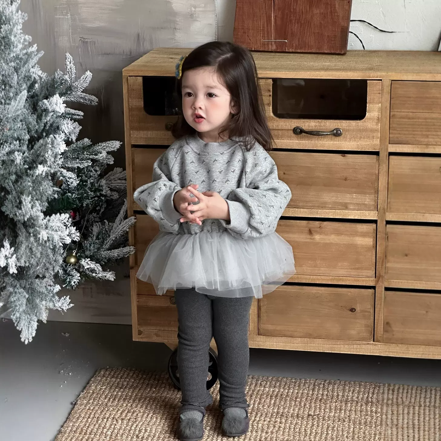 儿童加厚纱裙卫衣秋冬季2025新款韩版童装小宝宝衣服女童加绒套装