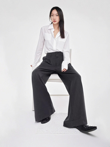 Autumn new style professional suit pants for women, black high-waist ol commuting loose wide-leg casual hanging a-line pants