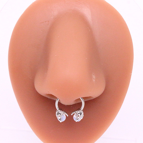 Gaibei European and American cross-border dragon claw nose ring 12*10 stainless steel nose ring opal nose nail nose decoration colorful nose ring