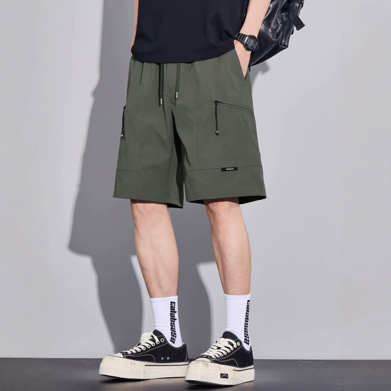 Ice Silk Army Green Work Shorts for Men, Summer Thin Style, American Style Multi-Pocket Loose Sports Casual Pants for Men Ice Silk Army Green Work Shorts for Men, Summer Thin Style, American Style Multi-Pocket Loose Sports Casual Pants for Men