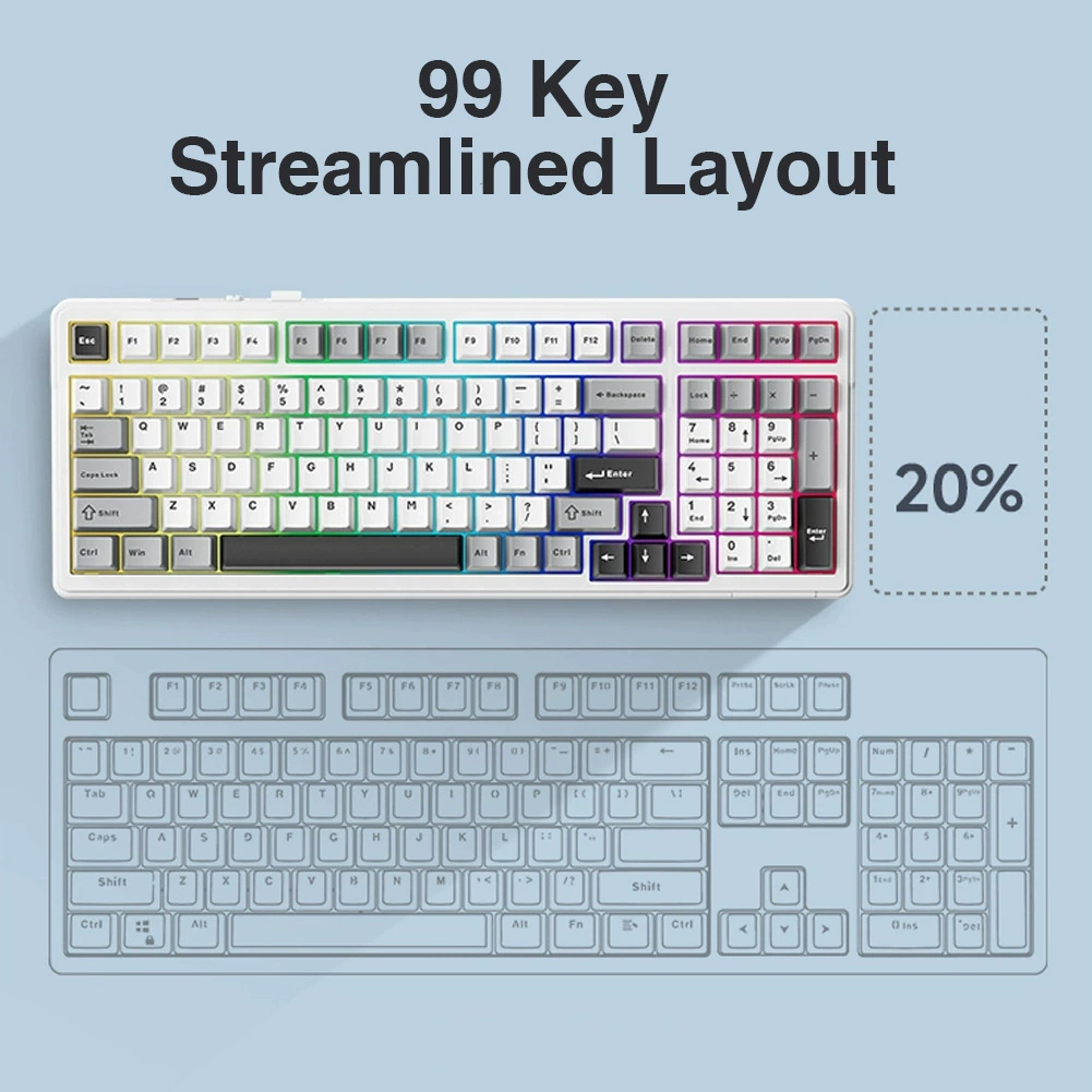 Wolf F99 Customized Mechanical Keyboard Gasket structure Full -key heat insertion wireless three -mode Bluetooth game