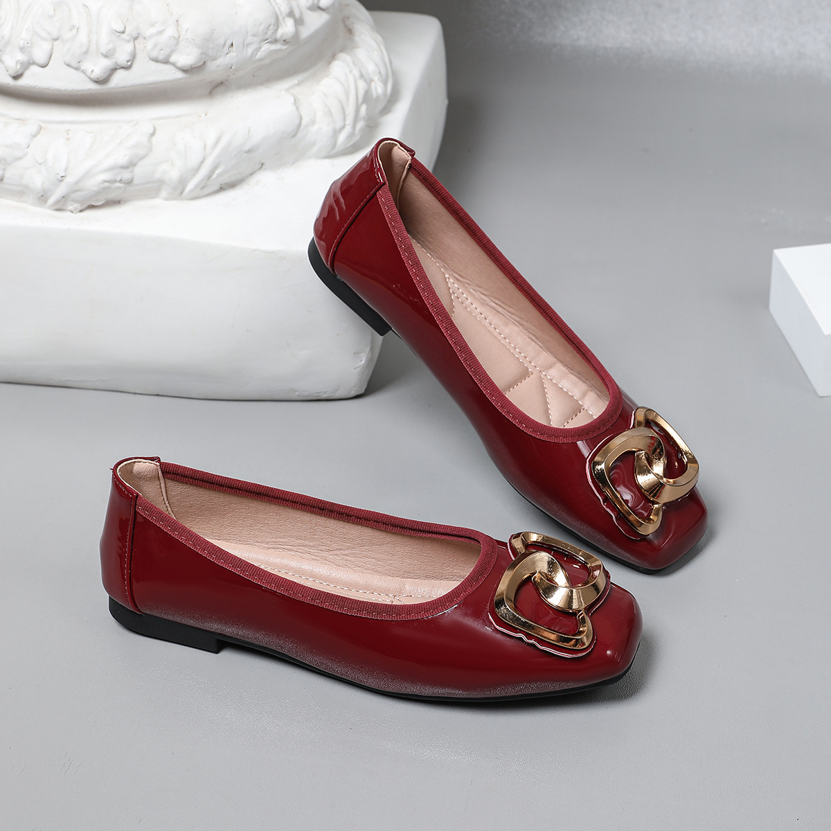Cross-border Women's Ballet Flats 2026 New Model, Shallow Soft-soled Flat Square-toed Versatile Large-size Loafers_vogvips.com
