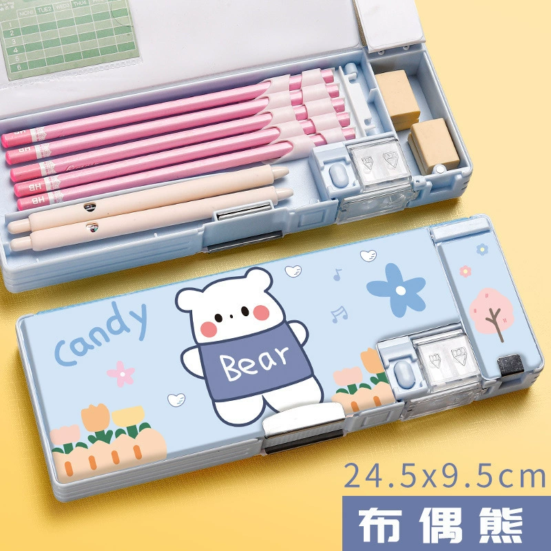 Children's universal plastic double-layer pencil case for boys for elementary school students for kindergarten, new collection