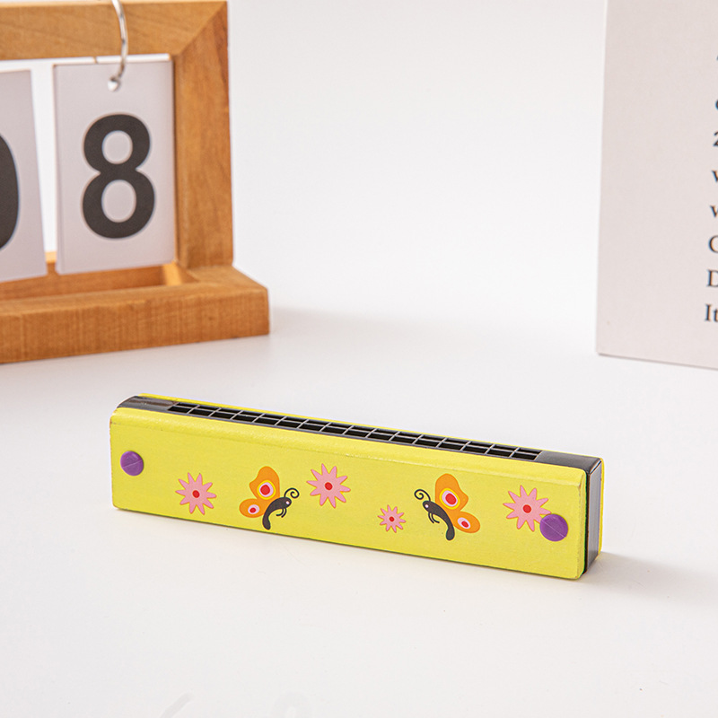 Armonica de madera de dibujos animados regalo de música para niños armónica de 16 hoyos estudiantes de primaria interés principiante tocando instrumento musical