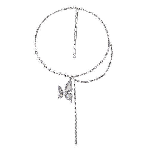 Original White Dream Butterfly Necklace for Summer Women - High-end, Niche Design Clavicle Chain with Minimalist and Cool Charm