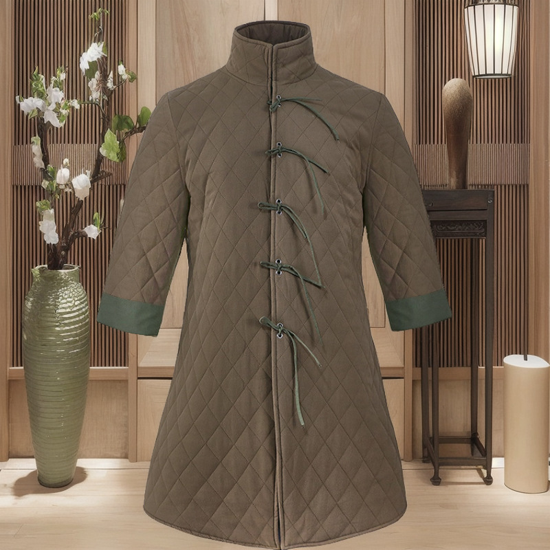 Amazon Cross-border Men's Medieval Armor Cotton-padded Jacket Retro Jacket Eye-catching Contrast Thin Strap Cotton-padded Pirate Stand Collar