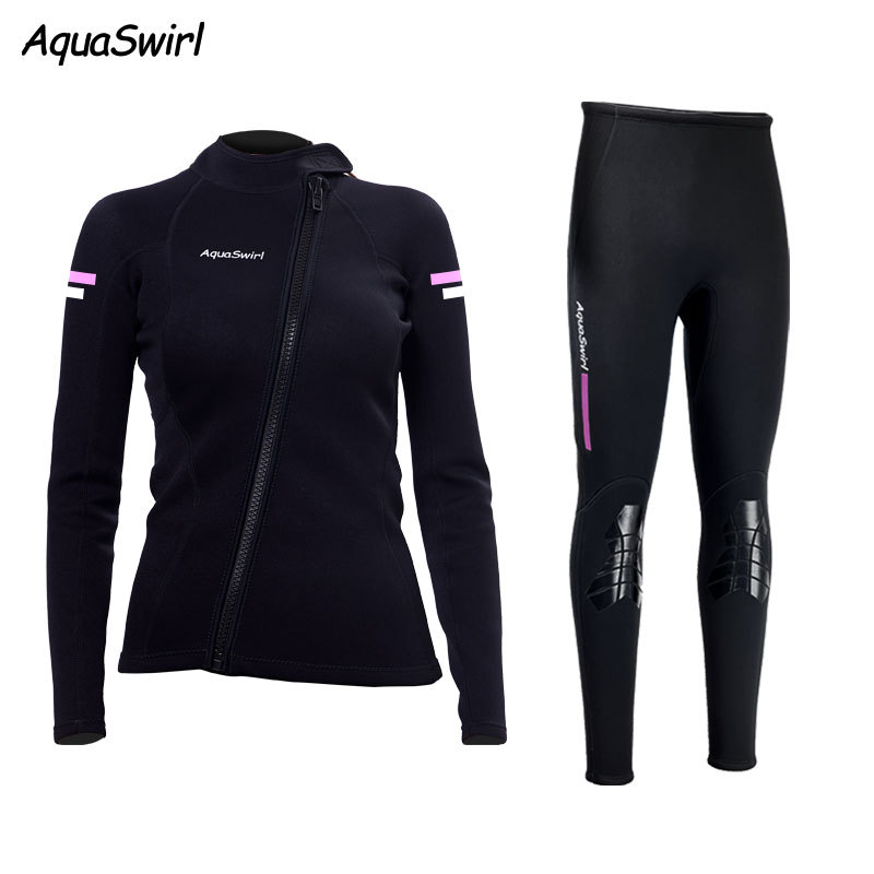 in stock New 1.5MM Diving Wet Clothes Women's Cold-proof Warm Swimming Surfing Snorkeling Clothes Split Long Sleeve Diving Suit