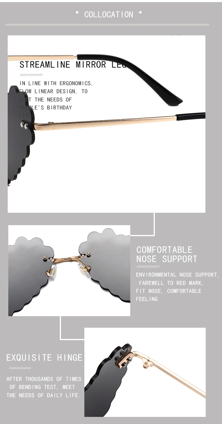 60g Weight Frameless Glasses Structure Sunglasses Classification PC, UV400 Protection, Tinted Lenses Lens Material Special-Shaped Mirror Glasses Style Outdoor, Travel, Beach Occasion Heart Shape Pattern All Seasons Season Women's Gender Novelty, Classic Style Style Novelty Classic Style Heart Shape PC UV400 Protection Tinted Lenses Special-Shaped Mirror Frameless Women's Sunglasses 16