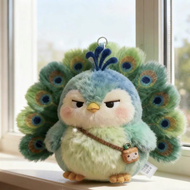 Cute Cartoon Green Peacock Plush Toy Creative Adorable Backpack Pendant Cool Expression Peacock Doll Keychain Cute Cartoon Green Peacock Plush Toy Creative Adorable Backpack Pendant Cool Expression Peacock Doll Keychain