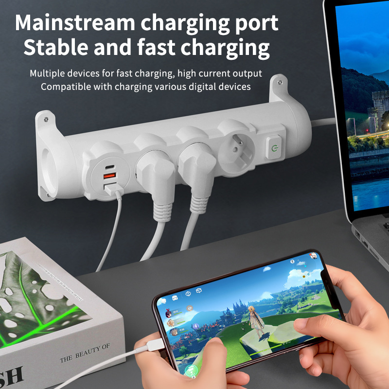 2025 nuevo escritorio dormitorio escritorio de escritorio de oficina puede girar regulaciones francesas regulaciones dos redondas con enchufe USB