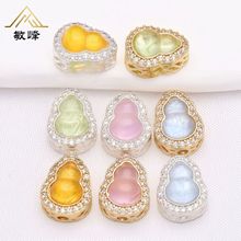 古法金保色镶嵌锆石复古葫芦 diy编绳手链项链散珠配饰手串配珠