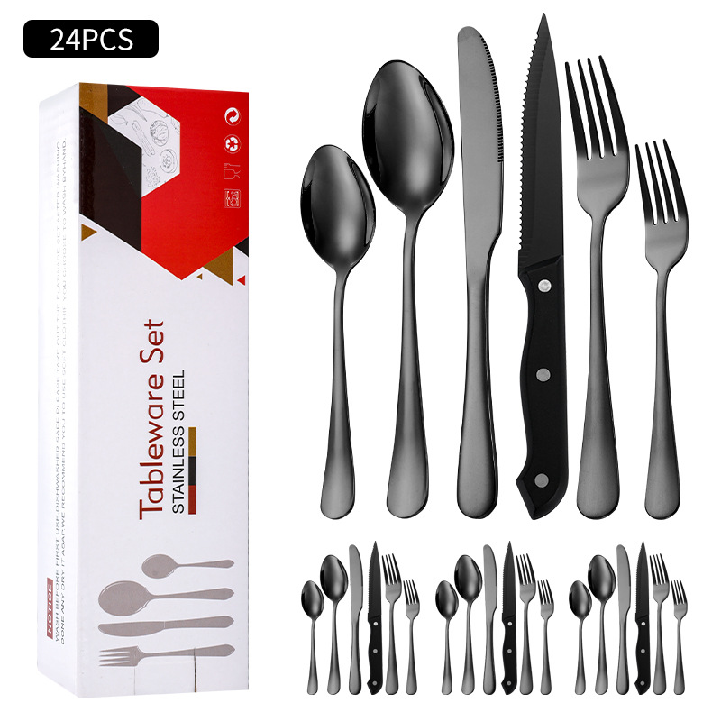 Caja blanca 1010 principal 5 cuchillo de carne negro (24 piezas)