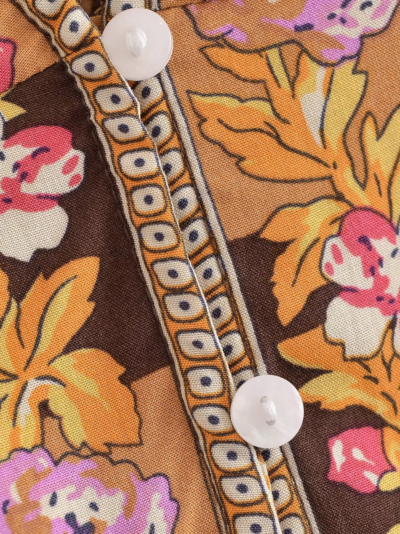 Brown Boho Print Belt Romper