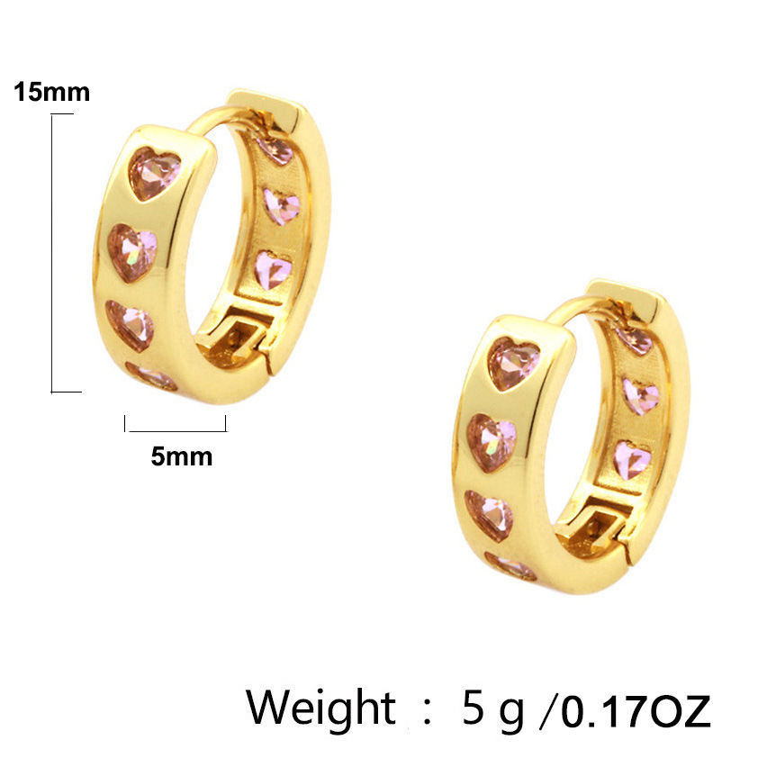 1 Pair Quantity 1 Pair Sweet Heart Shape Inlay Copper Zircon Earrings