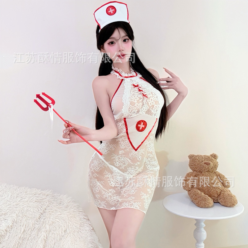 Sexy Lingerie Role-Playing Nurse Uniform See-Through Sexy Adult Cos Nurse Uniform