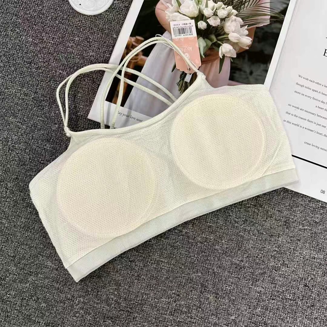 Taza fija chaleco de desarrollo deportivo de niñas sin anillo de acero belleza de espalda envuelta pecho chaleco de sueño ropa interior al por mayor 3287 image 4