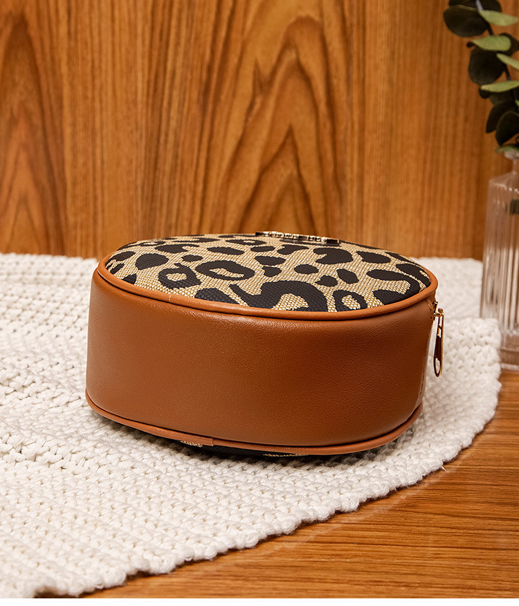 Women's Medium All Seasons Pu Leather Leopard Fashion Round Zipper Circle Bag display picture 1