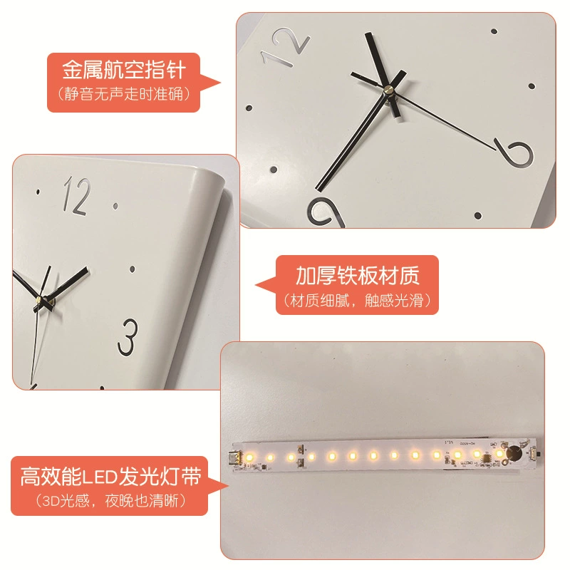 Double-Sided Corner Wall Clock, Creative Crooked Design, Iron, Optional LED Lamp