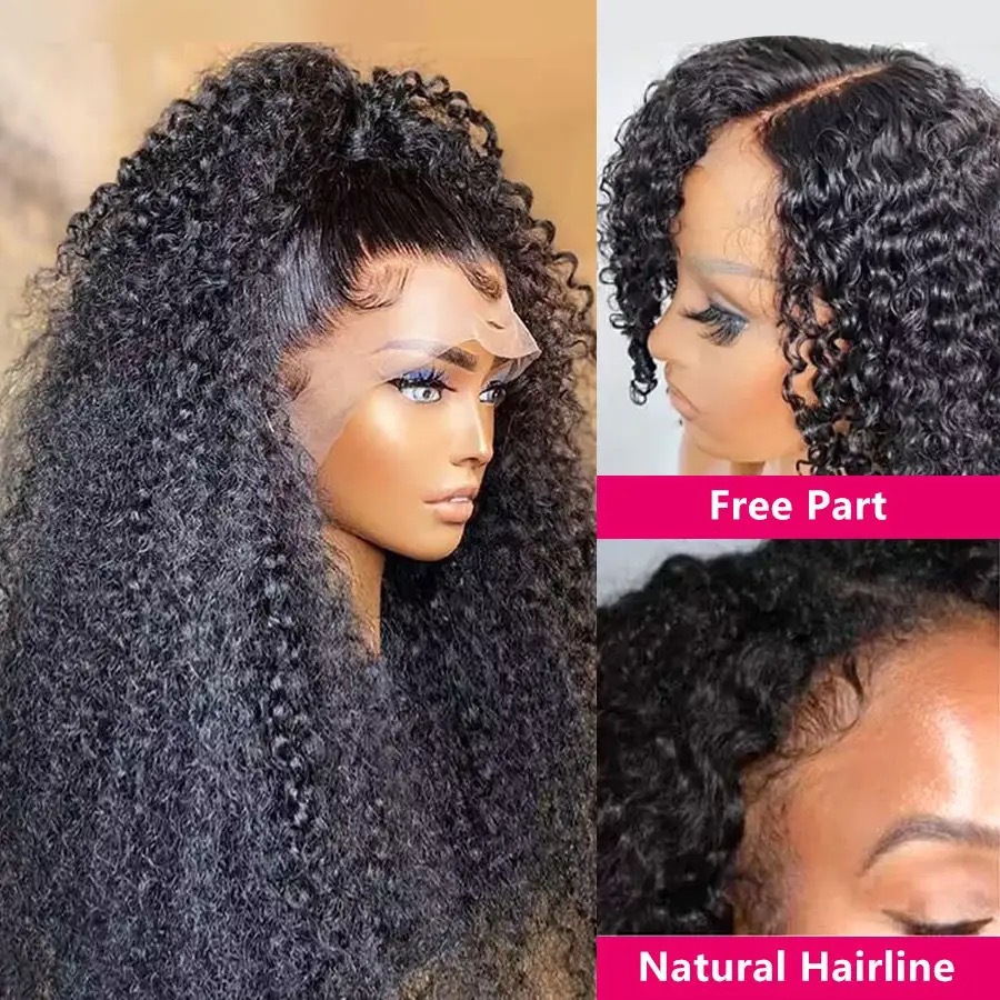 Amazon frente peluca de encaje damas africanas pequeñas pellizcas negras largas rizadas en la mitad de toda la peluca wig