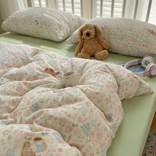 a类母婴级全棉有氧双层纱四件套纯棉纱布被套床单学生宿舍三件套