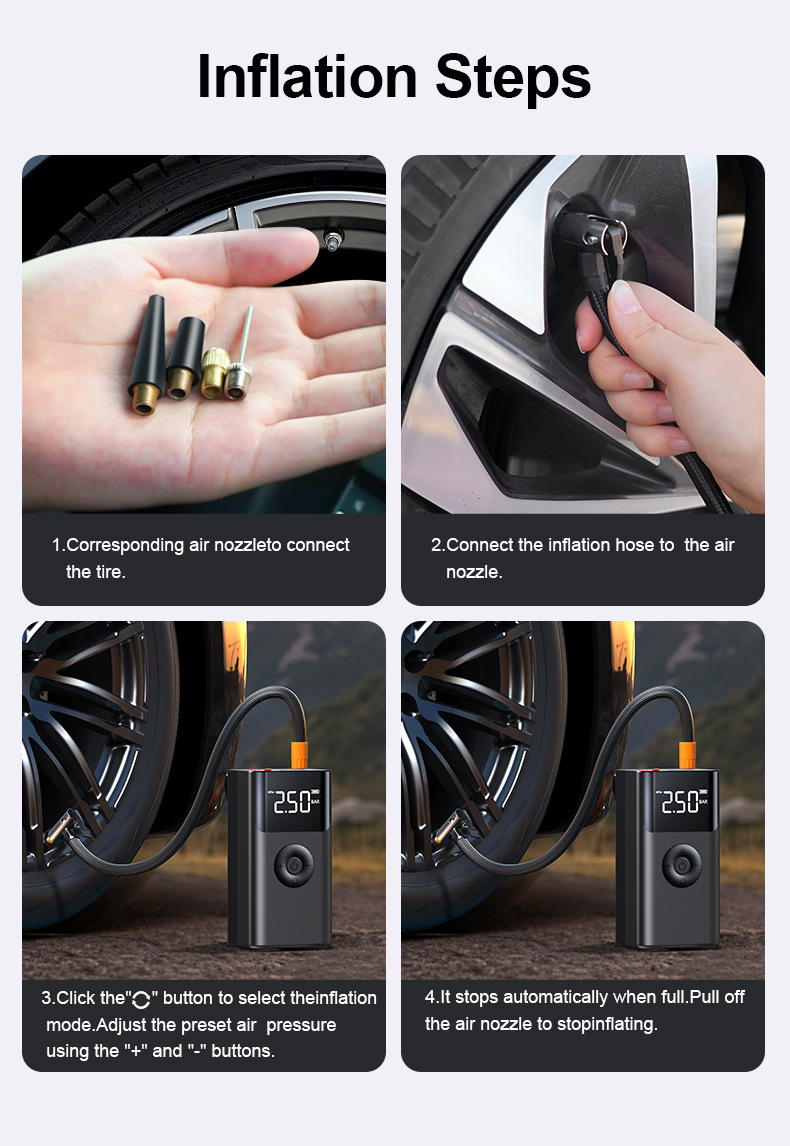 Car Emergency Start-Up and Inflation Multi-Function All-In-One Device, Power Bank Tire Inflator, Emergency Lighting Power Bank