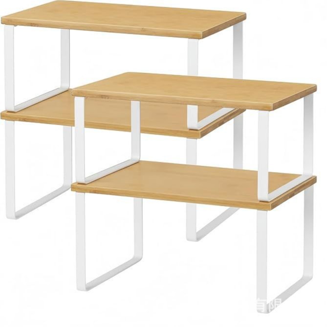 Estante de almacenamiento Gabinete de cocina y estante de encimera 2 piezas apilables set armario de almacenamiento almacenamiento de encimera de baño image 6