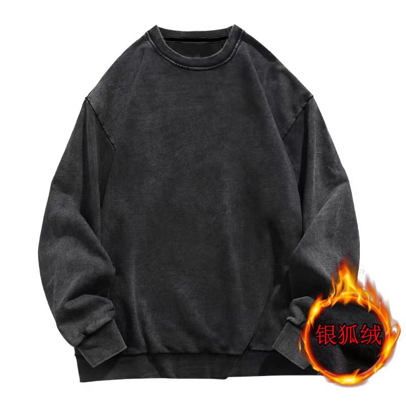 광고 미국 복고풍 블록버스터 면조 브랜드 어깨 세척 오래된 풀오버 스웨터 어두운 디지털 인쇄 도매