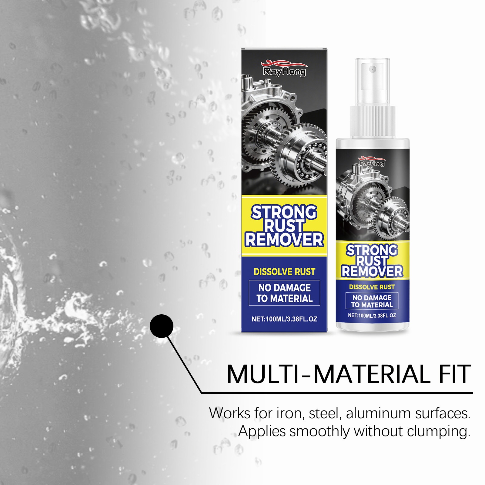 Rayhong Rust Remover Car and Household Hardware Cleaning, Decontamination, Maintenance, Renovation, Lubrication, Daily Care Spray