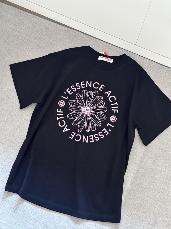 韓国マルディトレンディな半袖フラワープリントゴールドハイシルバー夏ラウンドネック純綿ルーズTシャツトップトレンディ|undefined
