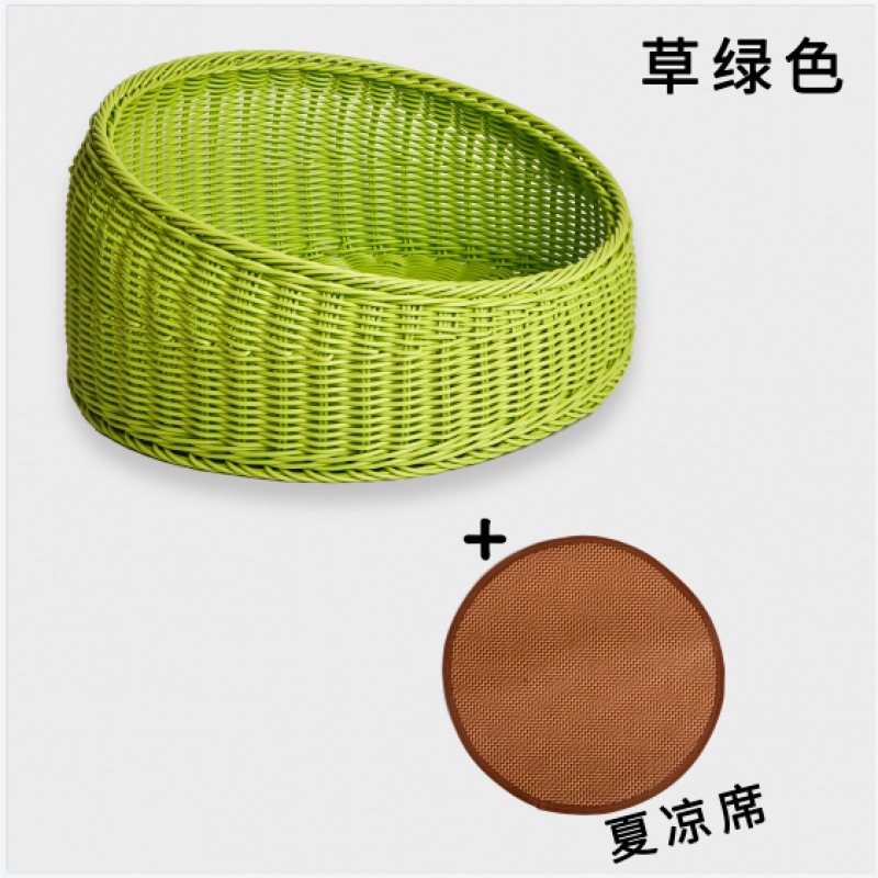 프루츠 그린 프리 매트와 고양이 공