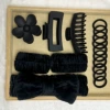Black headband, hairgrip, set, 16 pieces
