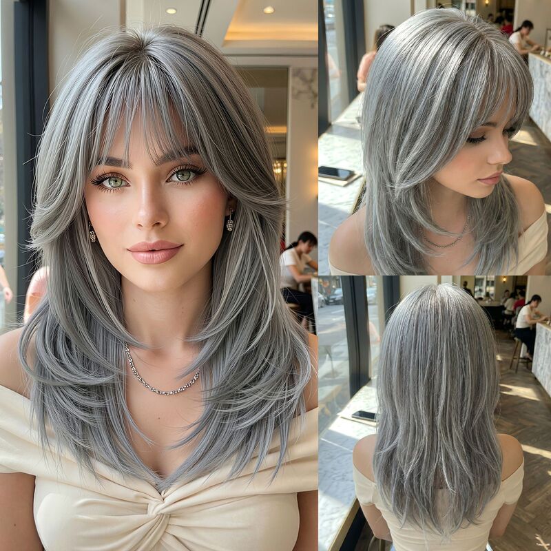 Wigs with multi-layered large waves, synthetic hair wigs, European and American high-end foreign trade, Amazon women's ponytail, cross-border manufacturer, high-temperature resistant