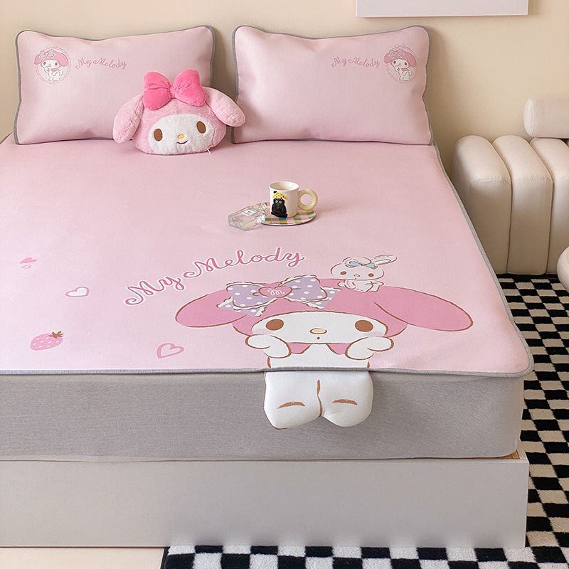 Class a Antibacterial Breathable Summer Cooling Girl's Cute Printed Ice Silk Mat Special-Shaped Flat Mat Health Mat Two or Three-Piece Set