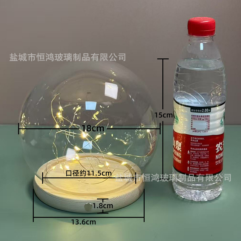 海胆永生花干花侧面触摸开关玻璃罩子底座带灯展示盒手办创意|undefined