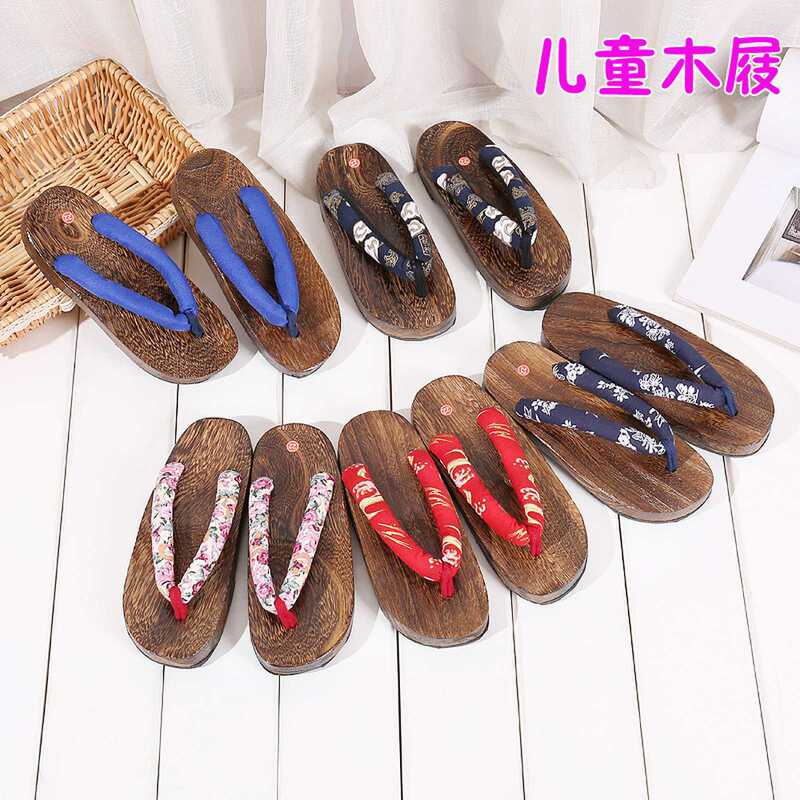 Factory Direct Sales 2025 Burnt Paulownia Wood Children's Clogs Baby Slippers Photo Shoes Cos Student Clogs