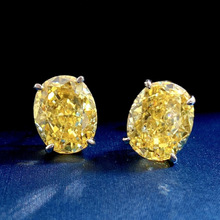 隆隆金2024新款高碳钻冰花切耳环旦形8*10爪镶s925纯银简约百搭