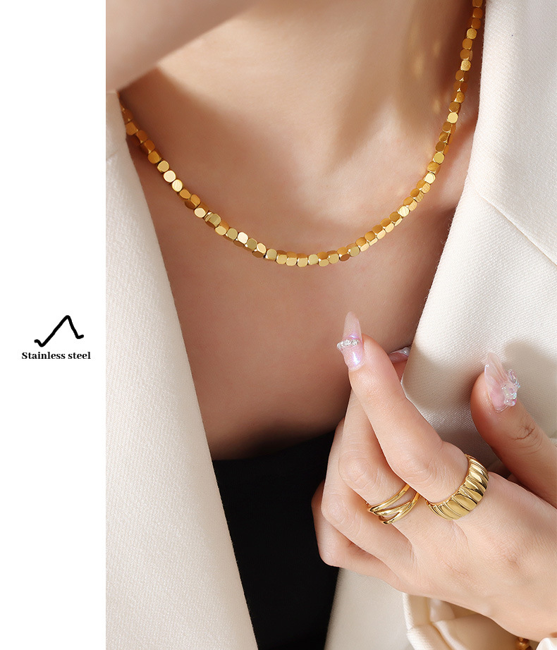 Holiday, Daily Occasion 304 Stainless Steel Material Wholesale Jewelry Fashion Geometric 304 Stainless Steel 18K Gold Plated Plating Anklet Necklace